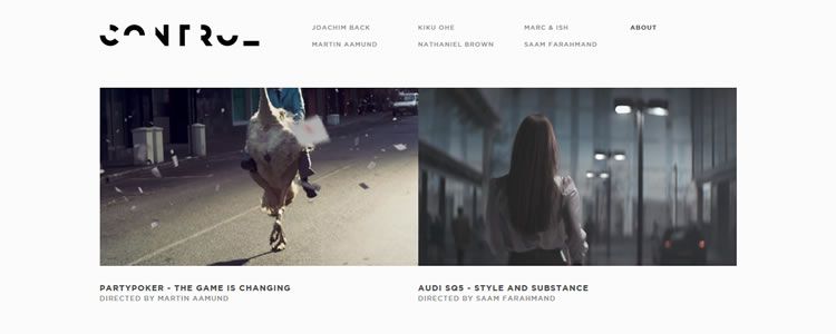 inspiration Control Films example modern minimalist web design