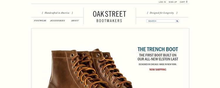 inspiration Oak Street Bootmakers example modern minimalist web design